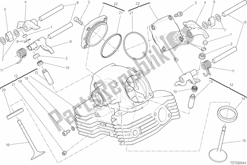 All parts for the Vertical Head of the Ducati Monster 797 Plus 2019